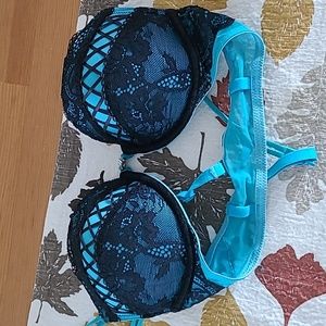 Lasenza 32C bra blue and turquoise
